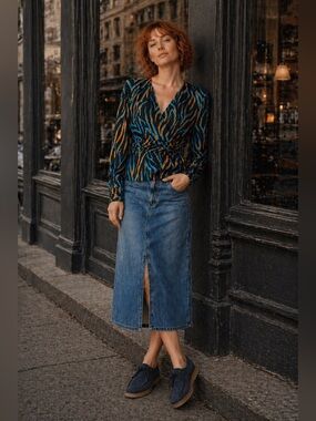 Gestuz Animal Print Wrap Blouse